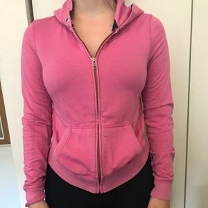 PINK Pink Zip-Up Hoodie "Peace and Love" Size S